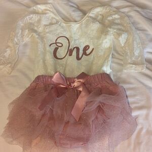 Age "One" onesie with matching tutu